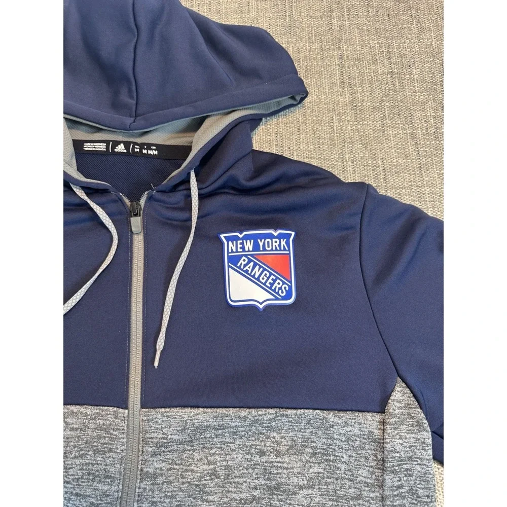 New York‎ Rangers Jackets Jacket Mens Medium Blue Full Zip Hoodie NHL Adidas